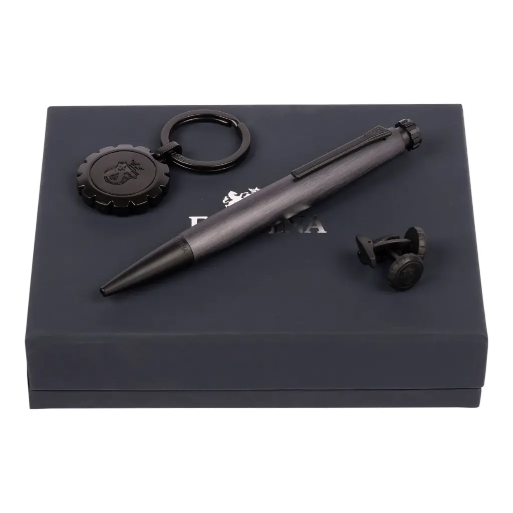 Parure (stylo bille, porte-clefs & boutons de manchette)