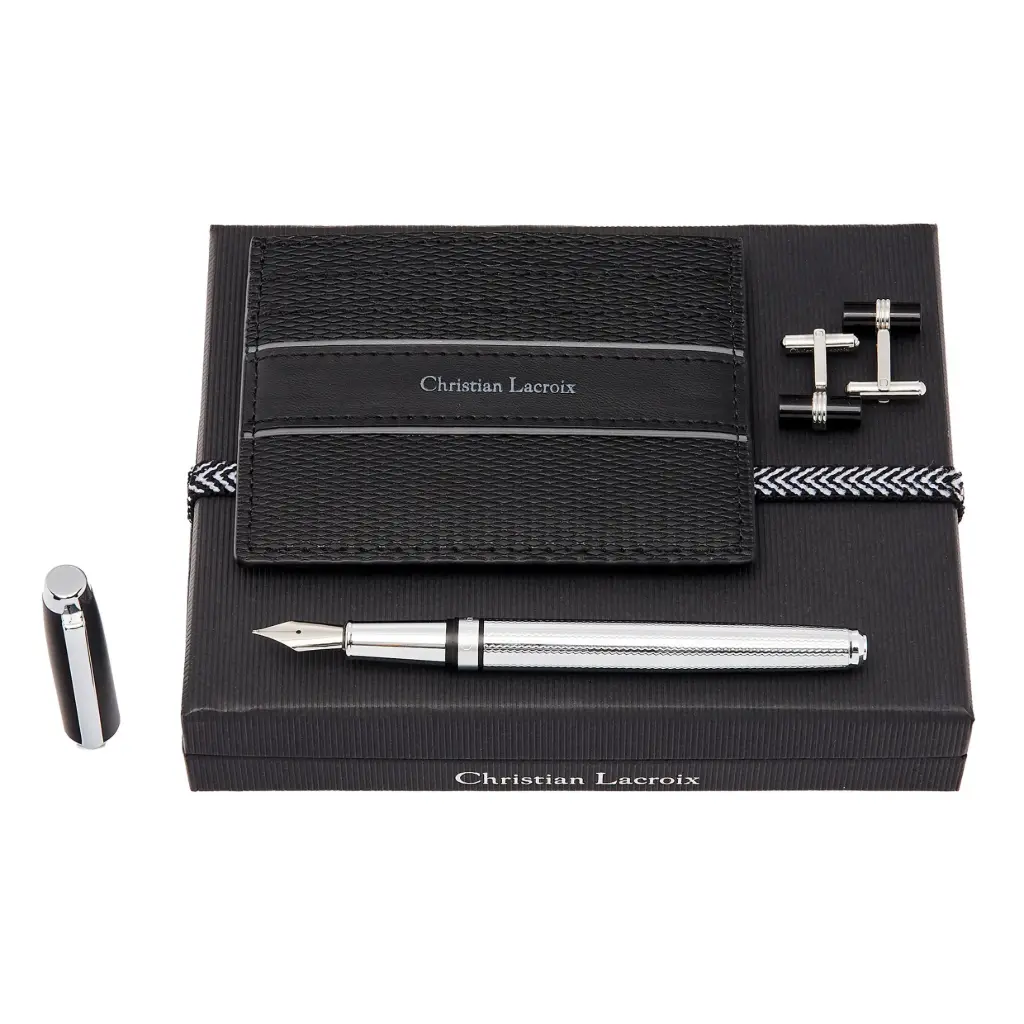 Coffret Christian Lacroix (portefeuille, stylo plume, boutton de manchette)